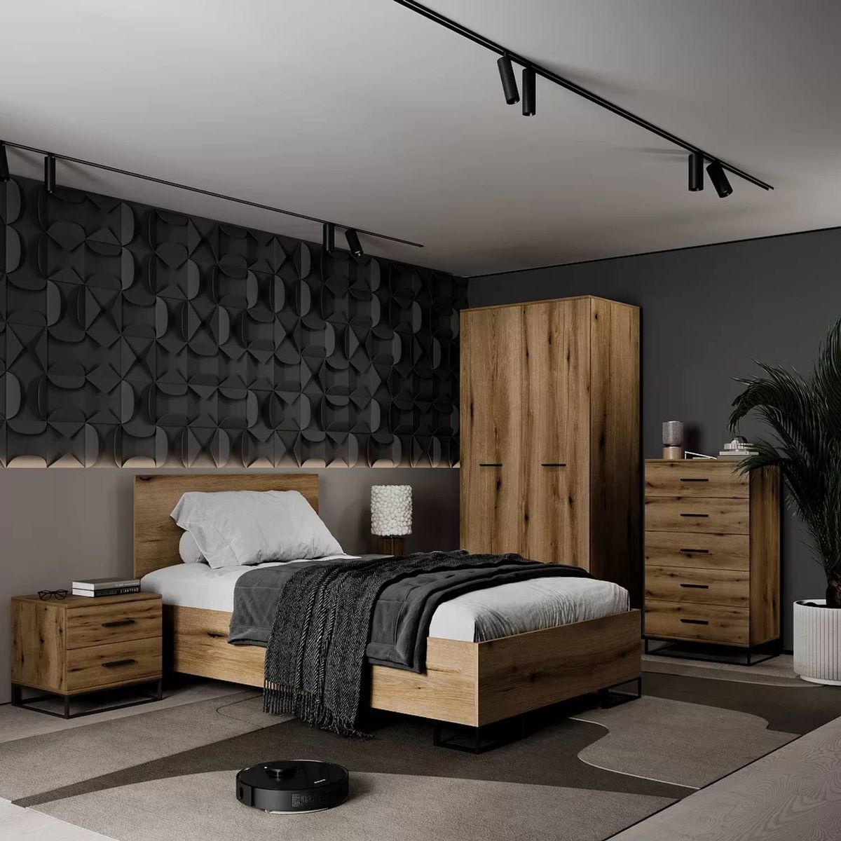 Ascet high 5 drawer chest dresser 60x108x42.5 cm – Evoke Oak