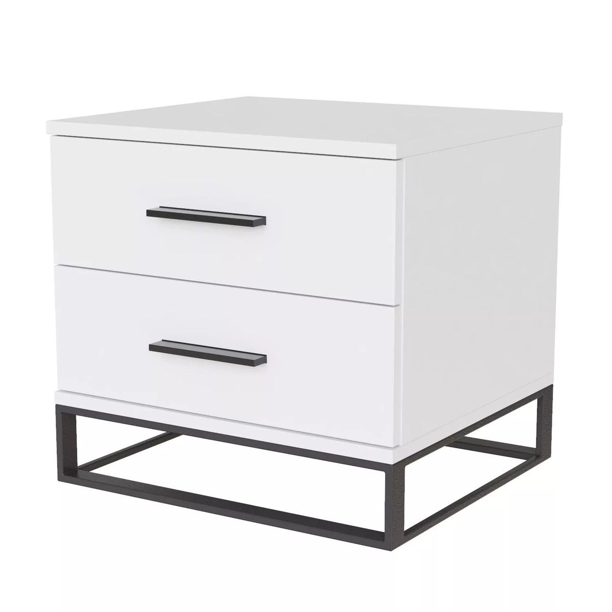 Ascet furniture set: small double bed frame 120x200 and a nightstand – White Diamond