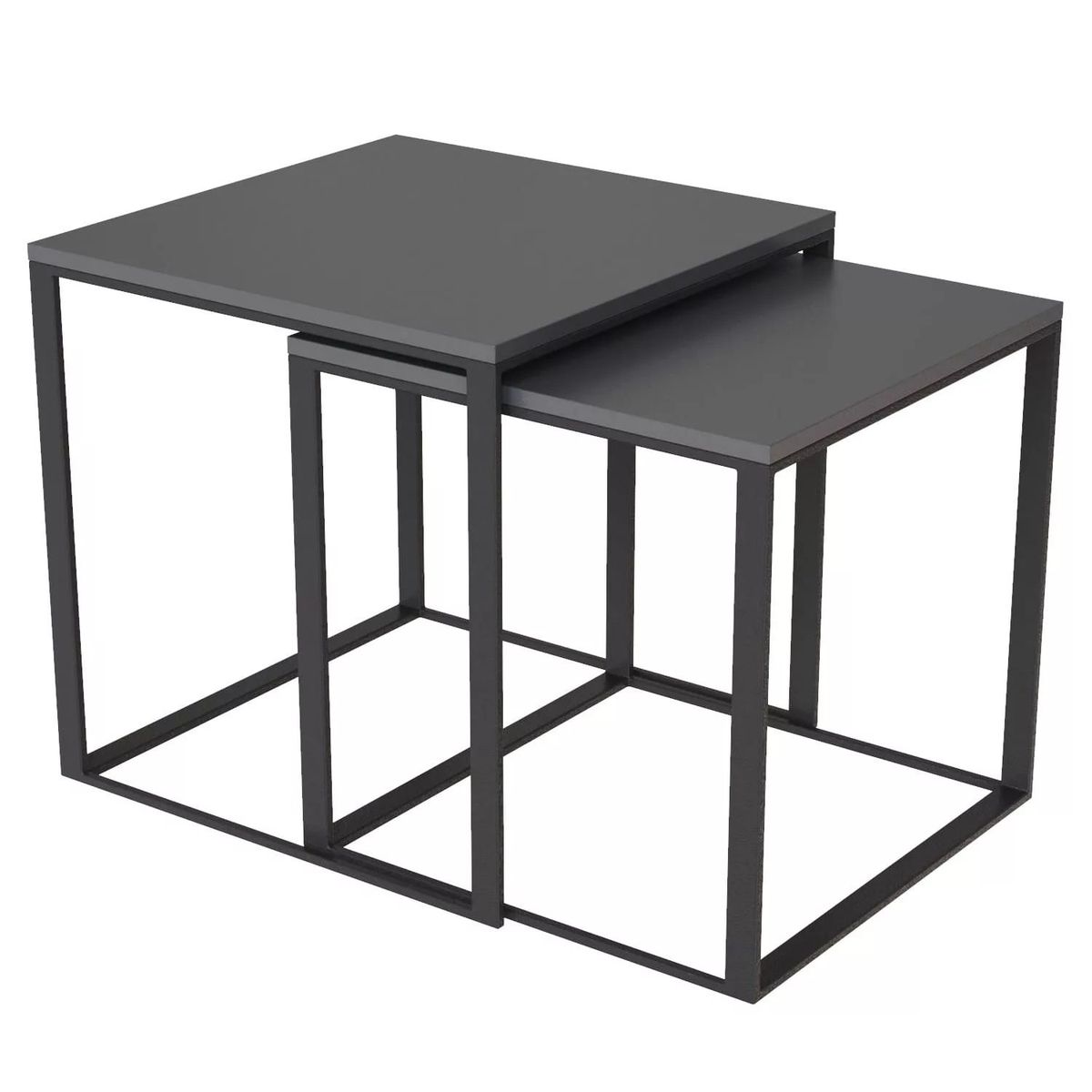 Ascet loft-style nesting tables coffee table set of 2 – Graphite