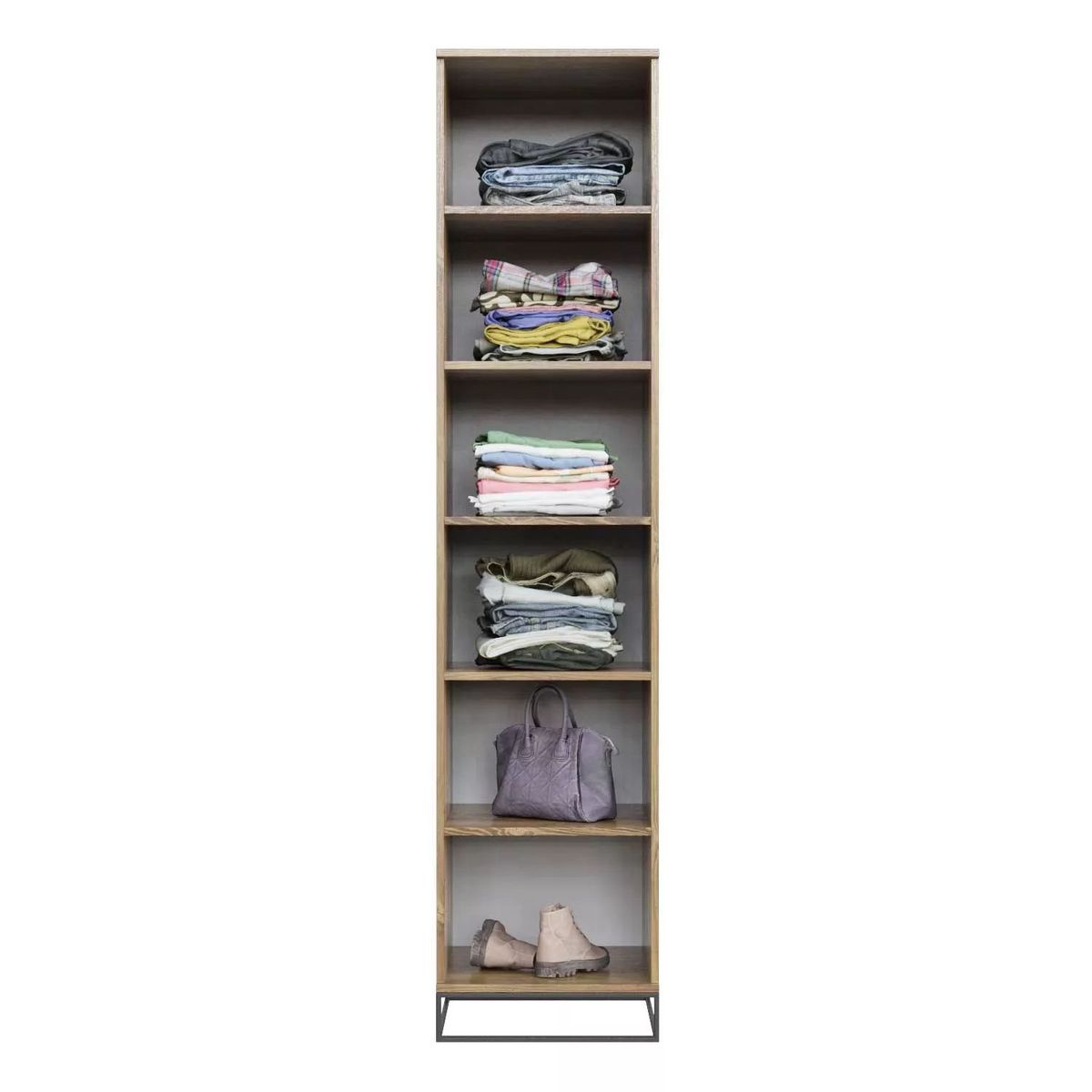 Ascet single door wardrobe with shelves 45x200x59 cm – Evoke Oak