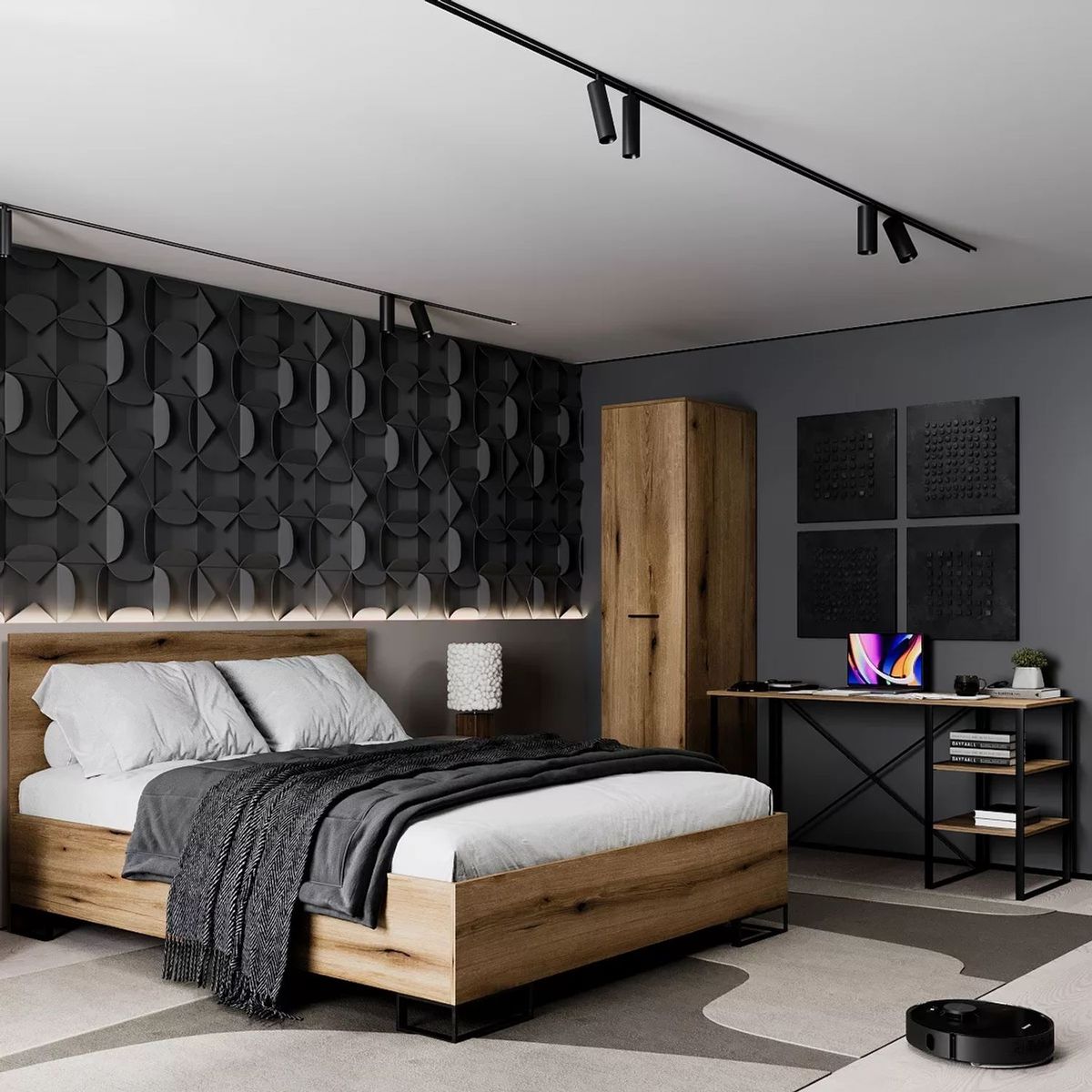 Ascet single door wardrobe with shelves 45x200x59 cm – Evoke Oak