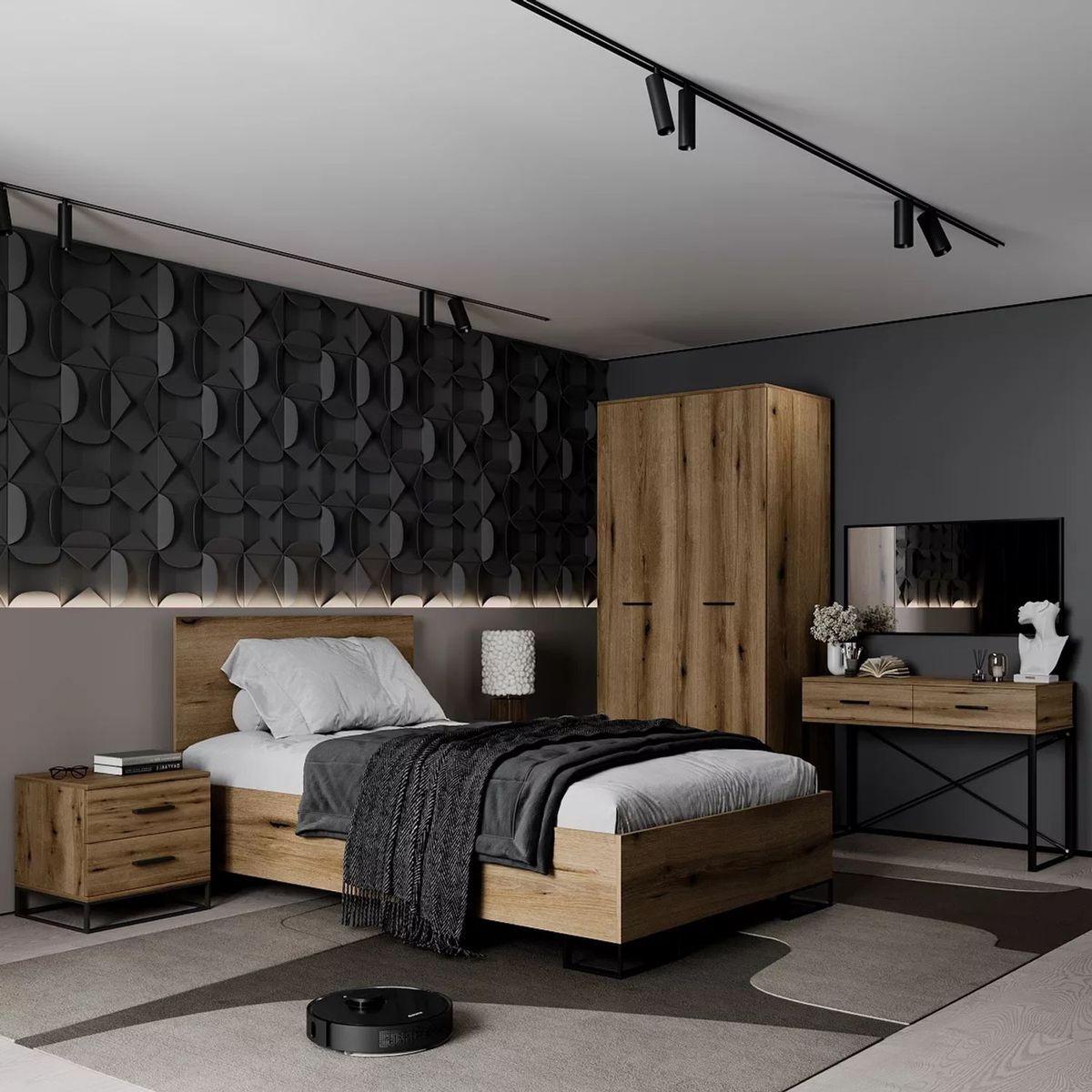 Ascet small double platform bed frame 120x200 – Evoke Oak