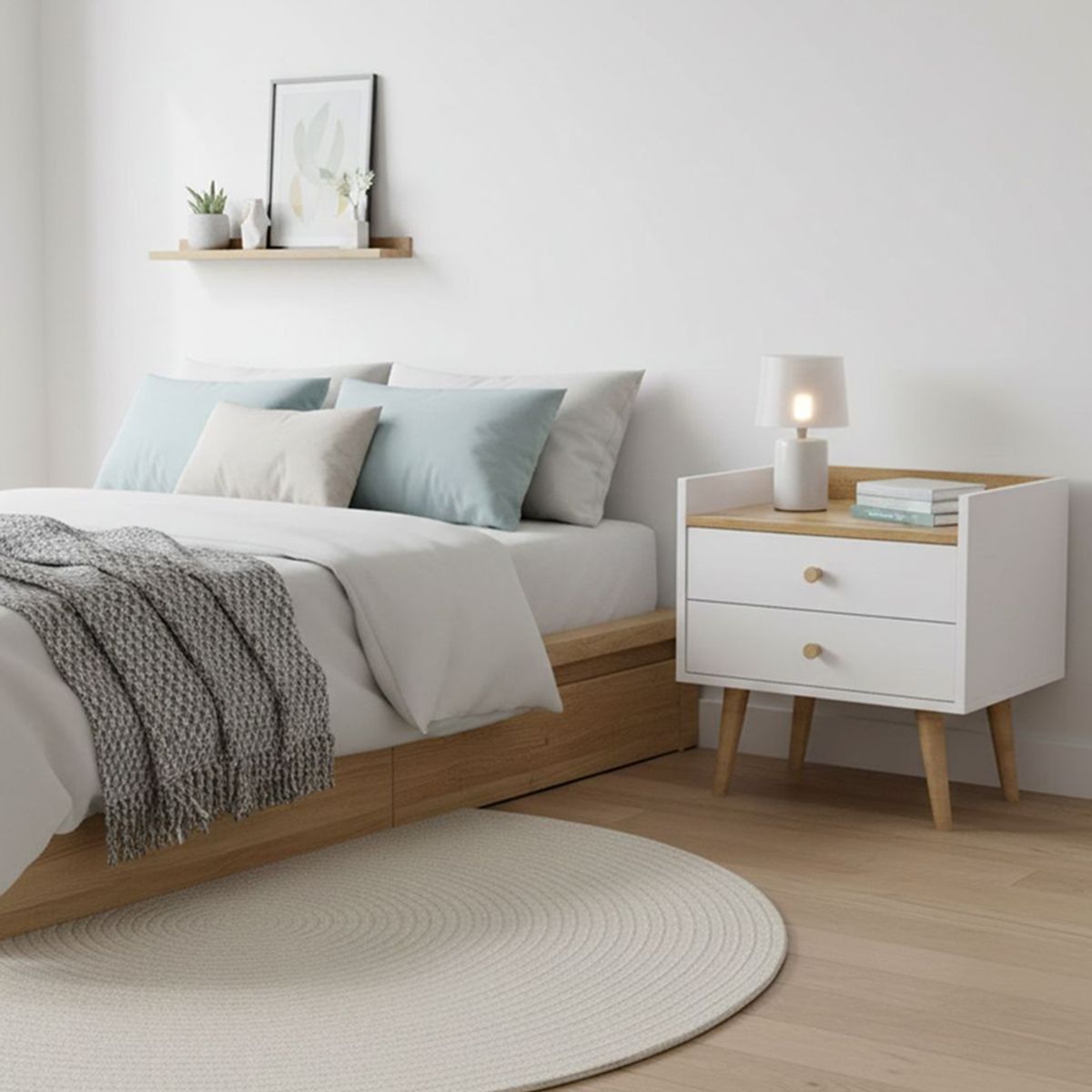 Asgard 2 scandi bedside table 50x55x40 cm – Craft Gold Oak / White Diamond