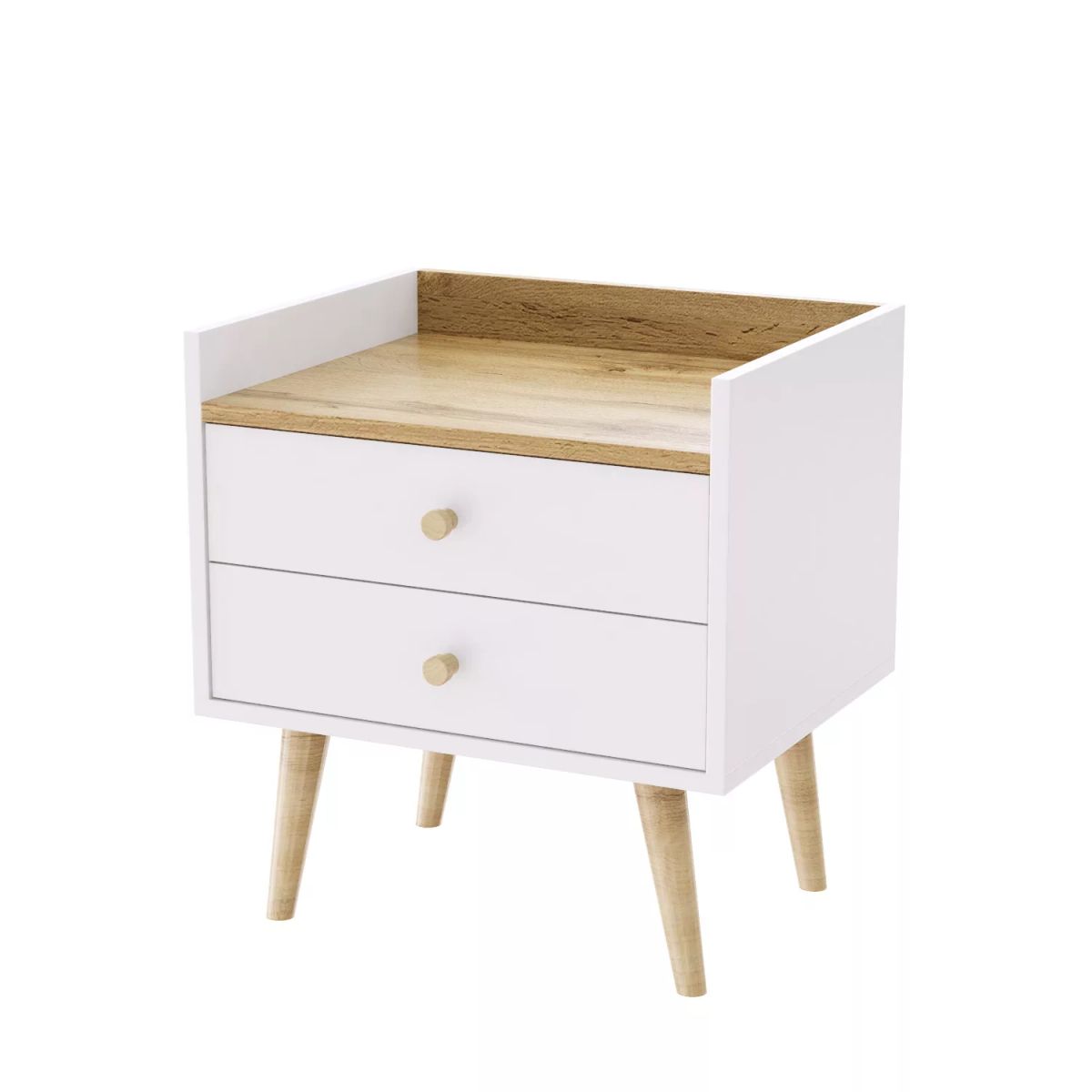 Asgard 2 scandi bedside table 50x55x40 cm – Craft Gold Oak / White Diamond