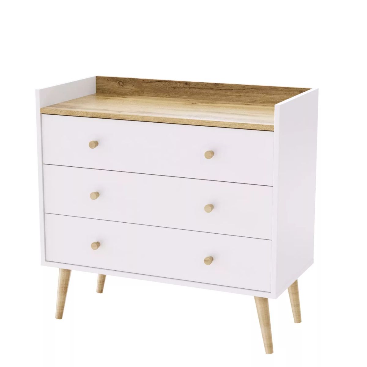Asgard 3 Scandinavian chest of drawers 82x79.5x40 cm – Craft Gold Oak / White Diamond