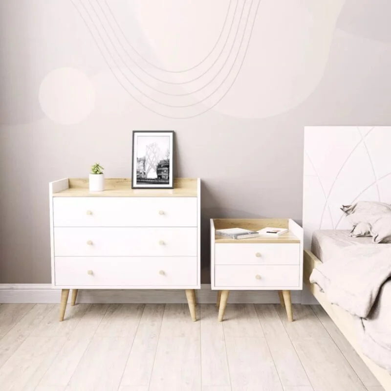 Asgard 3 Scandinavian chest of drawers 82x79.5x40 cm – Craft Gold Oak / White Diamond