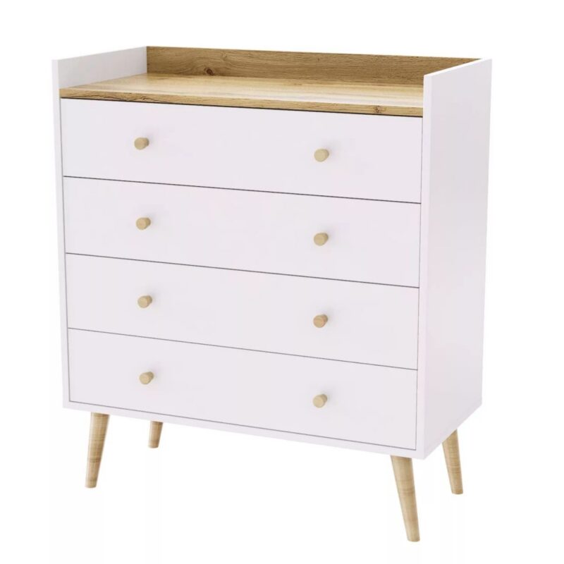Asgard Scandinavian 4 drawer dresser 82x95x40 cm – Craft Gold Oak / White Diamond