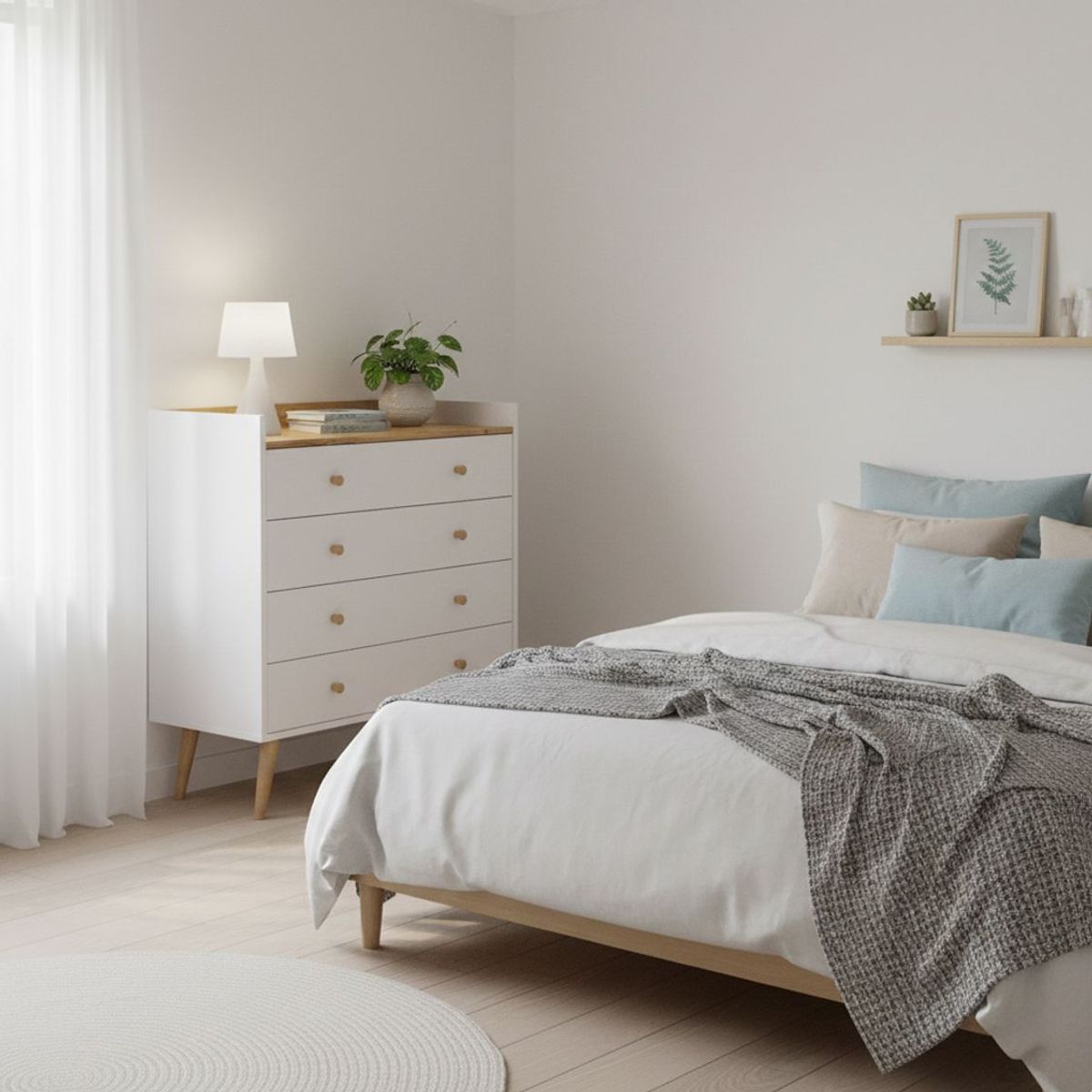 Asgard Scandinavian 4 drawer dresser 82x95x40 cm – Craft Gold Oak / White Diamond