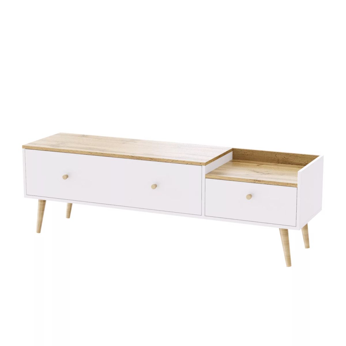 Asgard Scandinavian TV Stand 153x49.5x40 cm – Craft Gold Oak / White Diamond