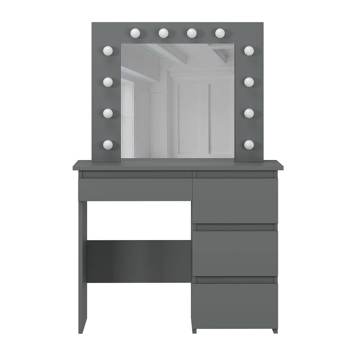 Beauty dressing table with mirror and lights 94x140/75x43 cm – Graphite