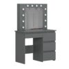 Beauty dressing table with mirror and lights 94x140/75x43 cm – Graphite