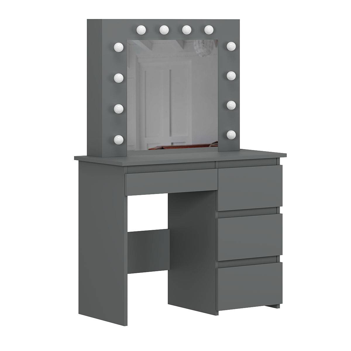 Beauty dressing table with mirror and lights 94x140/75x43 cm – Graphite