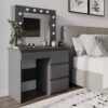 Beauty dressing table with mirror and lights 94x140/75x43 cm – Graphite