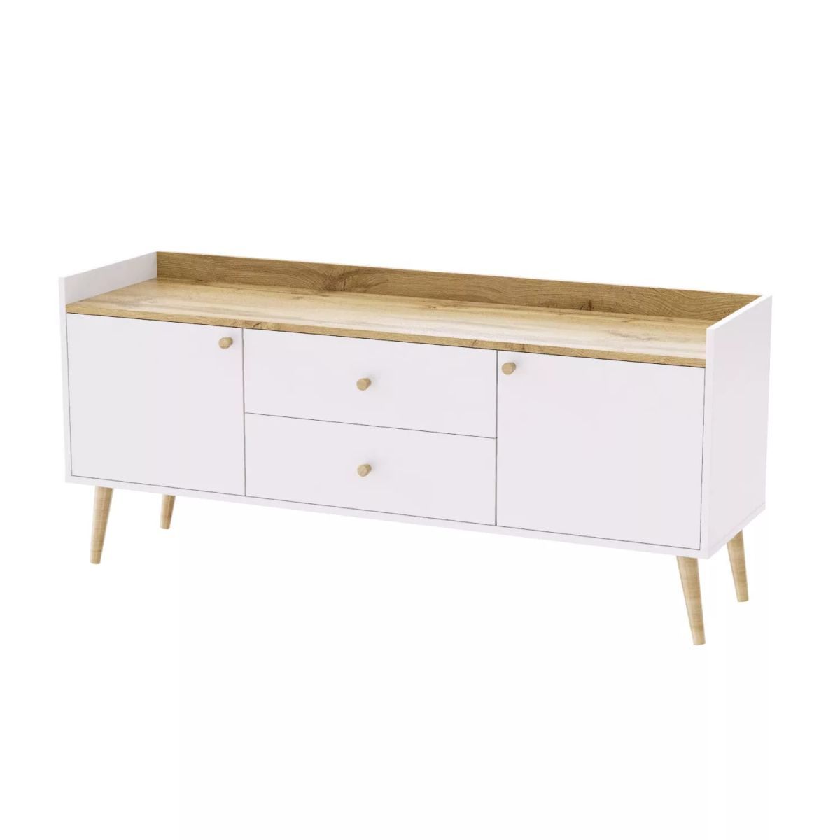 Буфет в скандинавском стиле Asgard 147x67.5x40 см – Дуб Крафт золотой / Белый бриллиант