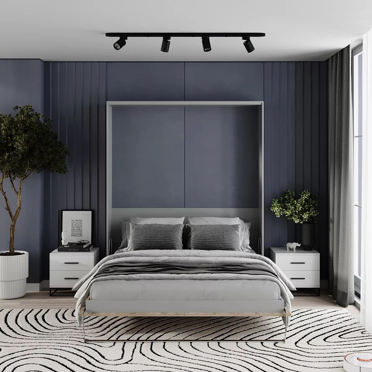 Juno Double Murphy Bed 160*200 Vertical – Ash / Sonoma Oak