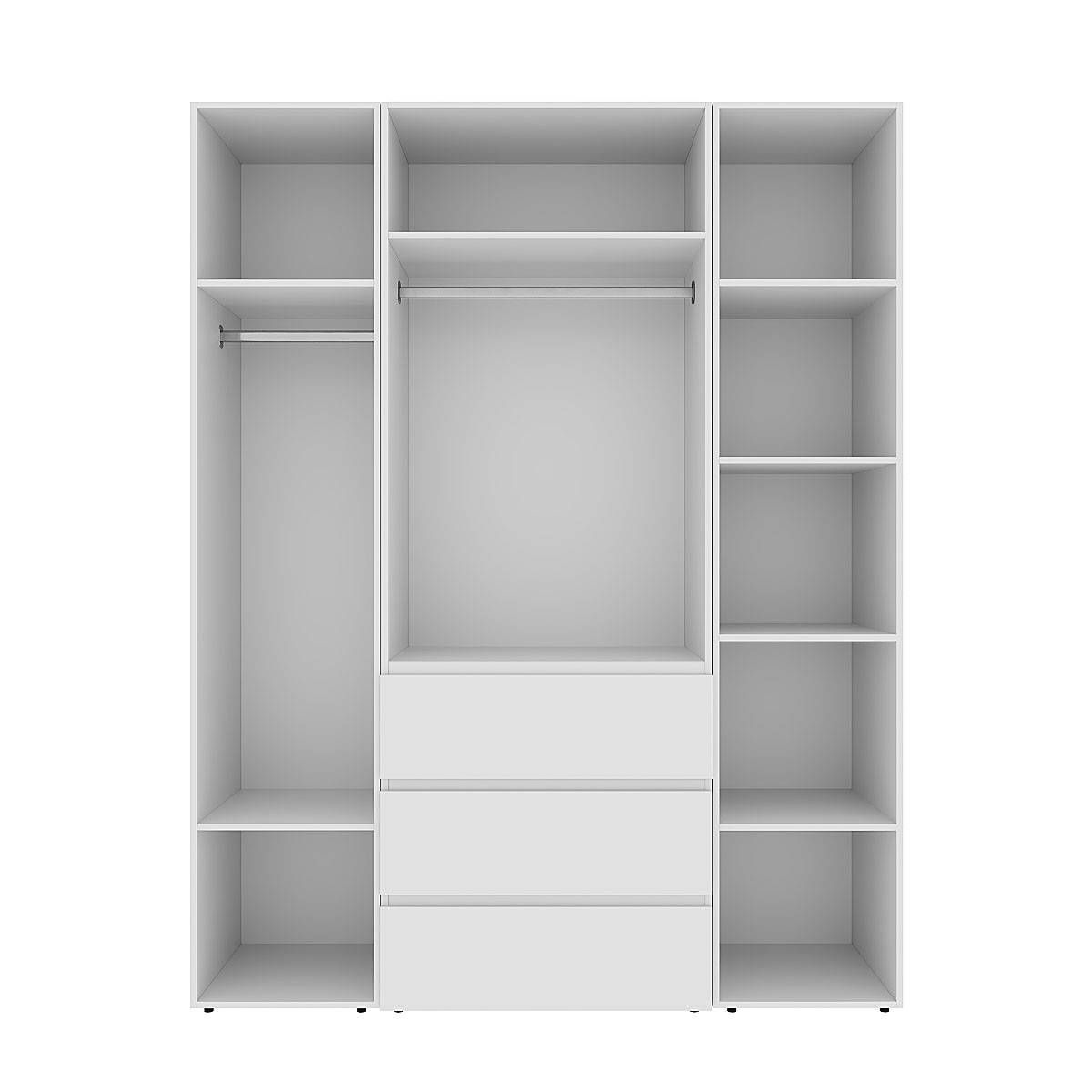 Light №1 hinged wardrobe with shelves 160x220x50 cm – White Diamond