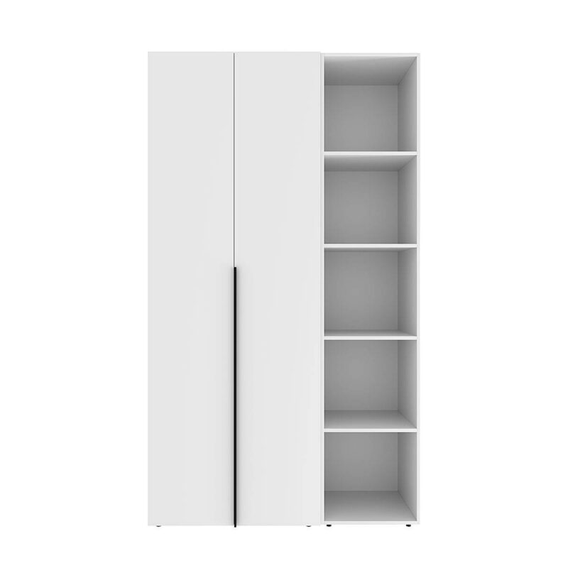 Light №11 hinged two-door wardrobe with open shelving unit 120x220x50 cm – White Diamond