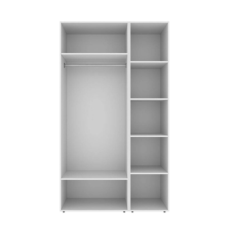 Light №11 hinged two-door wardrobe with open shelving unit 120x220x50 cm – White Diamond