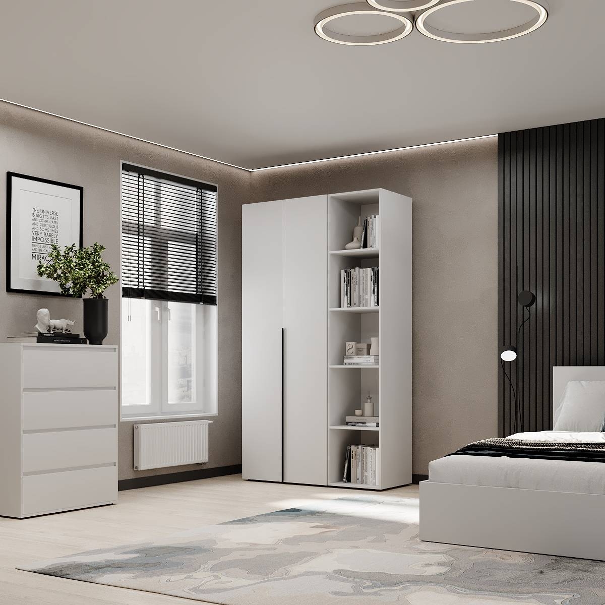 Hinged combined wardrobe №11 Light 120x220x50 cm – White Diamond