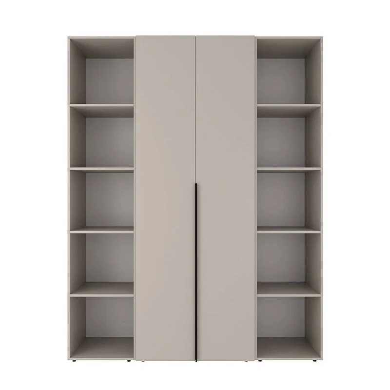 Light №15 hinged door wardrobe with open shelves 160x220x50 cm – Cashmere