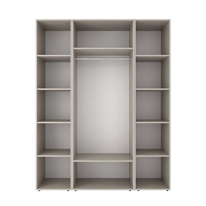 Light №15 hinged door wardrobe with open shelves 160x220x50 cm – Cashmere