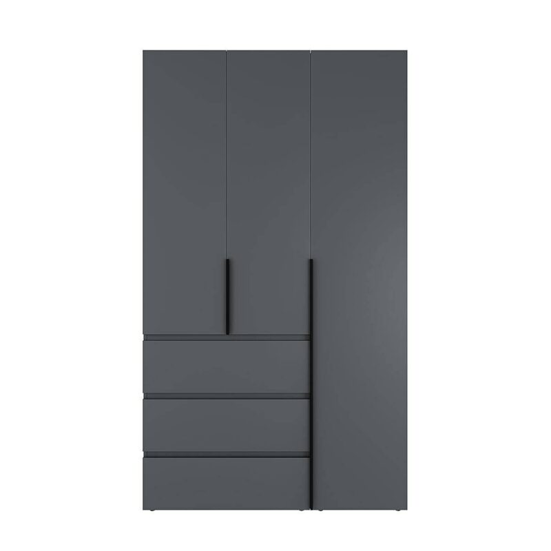 Light № 2 three-door wardrobe with drawers and shelves 120x220x50 cm – Graphite
