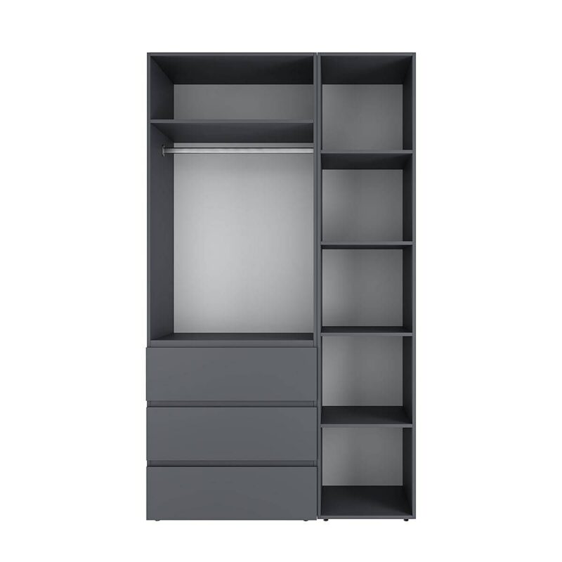 Light № 2 three-door wardrobe with drawers and shelves 120x220x50 cm – Graphite