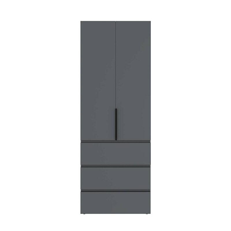 Light № 2 three-door wardrobe with drawers and shelves 120x220x50 cm – Graphite
