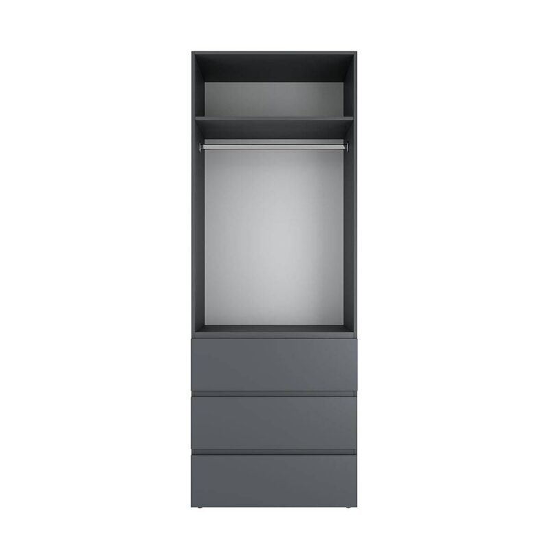 Light № 2 three-door wardrobe with drawers and shelves 120x220x50 cm – Graphite