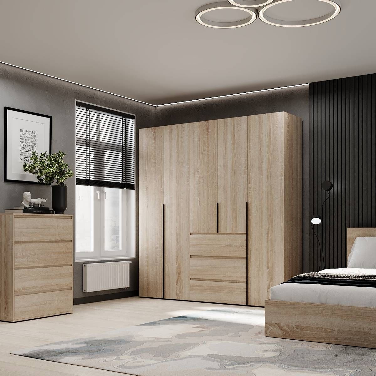 Hinged combined wardrobe №4 Light 200x220x50 cm – Sonoma Oak