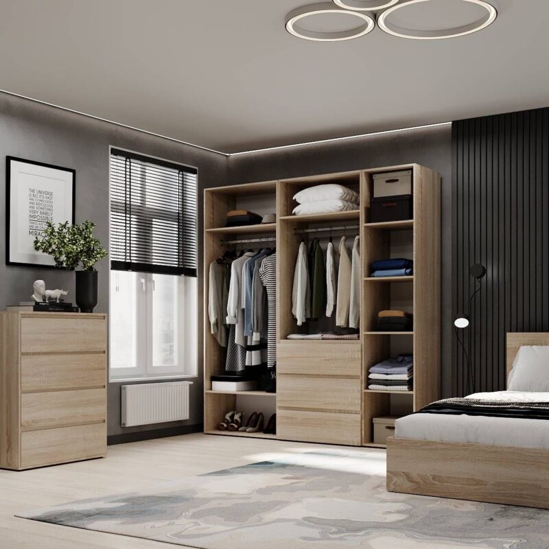 Light №4 five-door hinged wardrobe 200x220x50 cm – Sonoma Oak