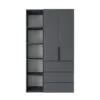 Light №7 Combined Wardrobe with Open Shelves and 3 Drawers 120x220x50 cm – Graphite