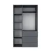 Light №7 Combined Wardrobe with Open Shelves and 3 Drawers 120x220x50 cm – Graphite