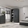 Light №7 Combined Wardrobe with Open Shelves and 3 Drawers 120x220x50 cm – Graphite