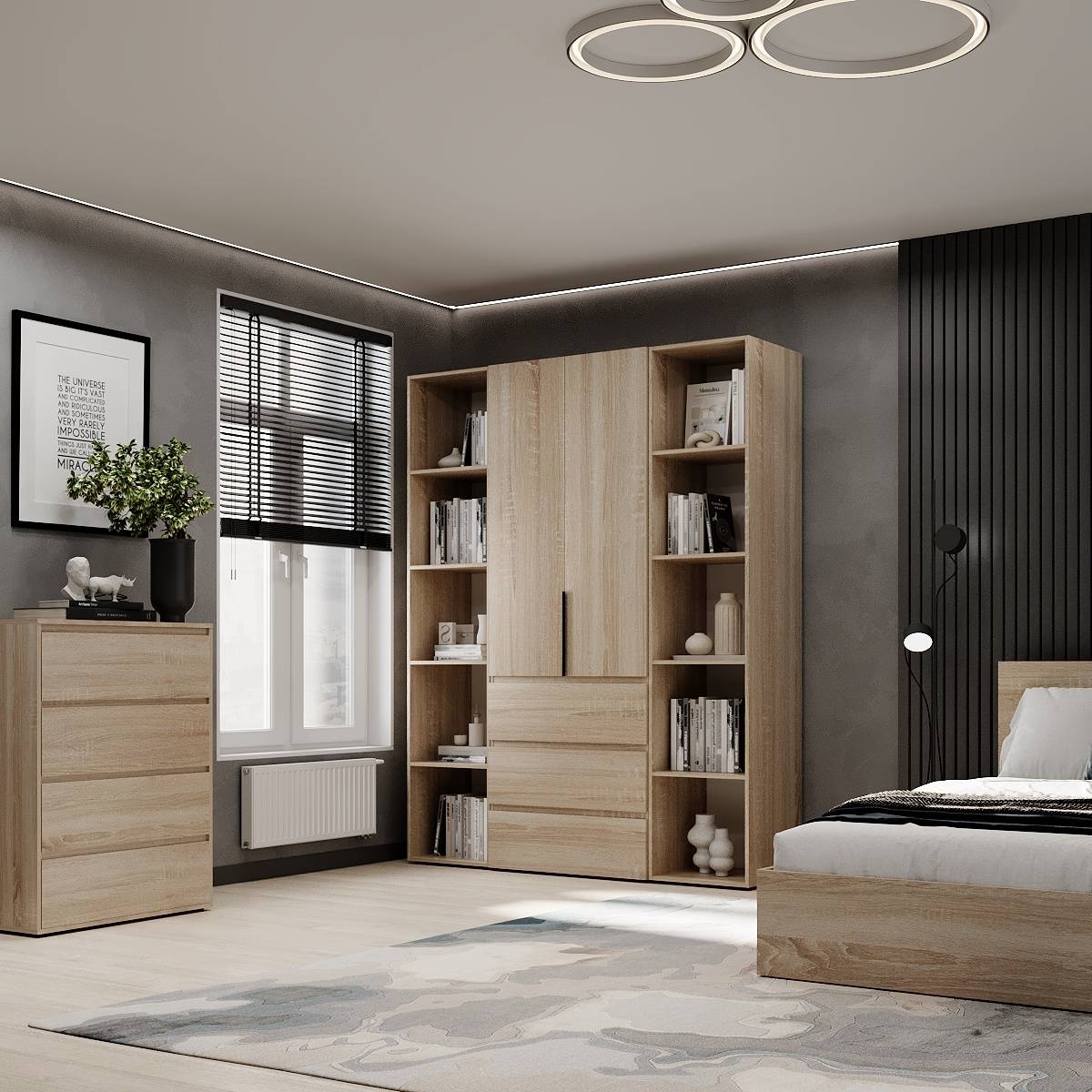 Hinged combined wardrobe №9 Light 160x220x50 cm – Sonoma Oak