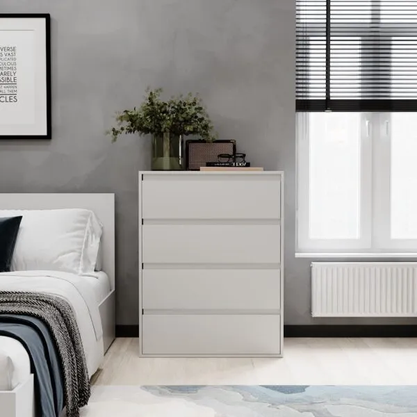 Light 4 drawer chest dresser 81x103x42.5 cm – White Diamond