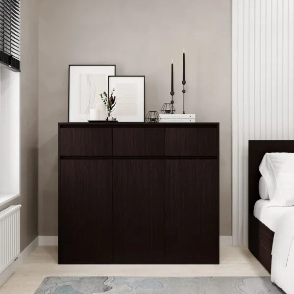 Light 3x3 6 drawer dresser 120x104x42 cm – Wenge