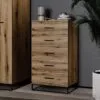 Высокий комод в стиле лофт на 5 ящиков Ascet 60x108x42.5 см – Дуб Эвок
