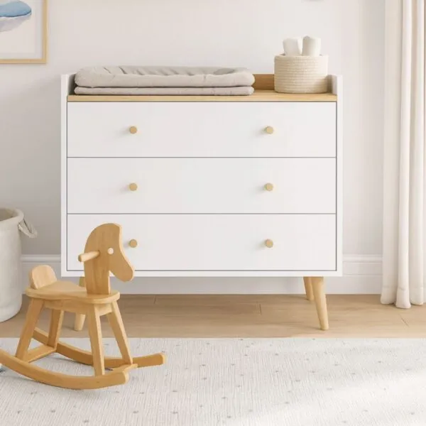 Asgard 3 Scandinavian chest of drawers 82x79.5x40 cm – Craft Gold Oak / White Diamond