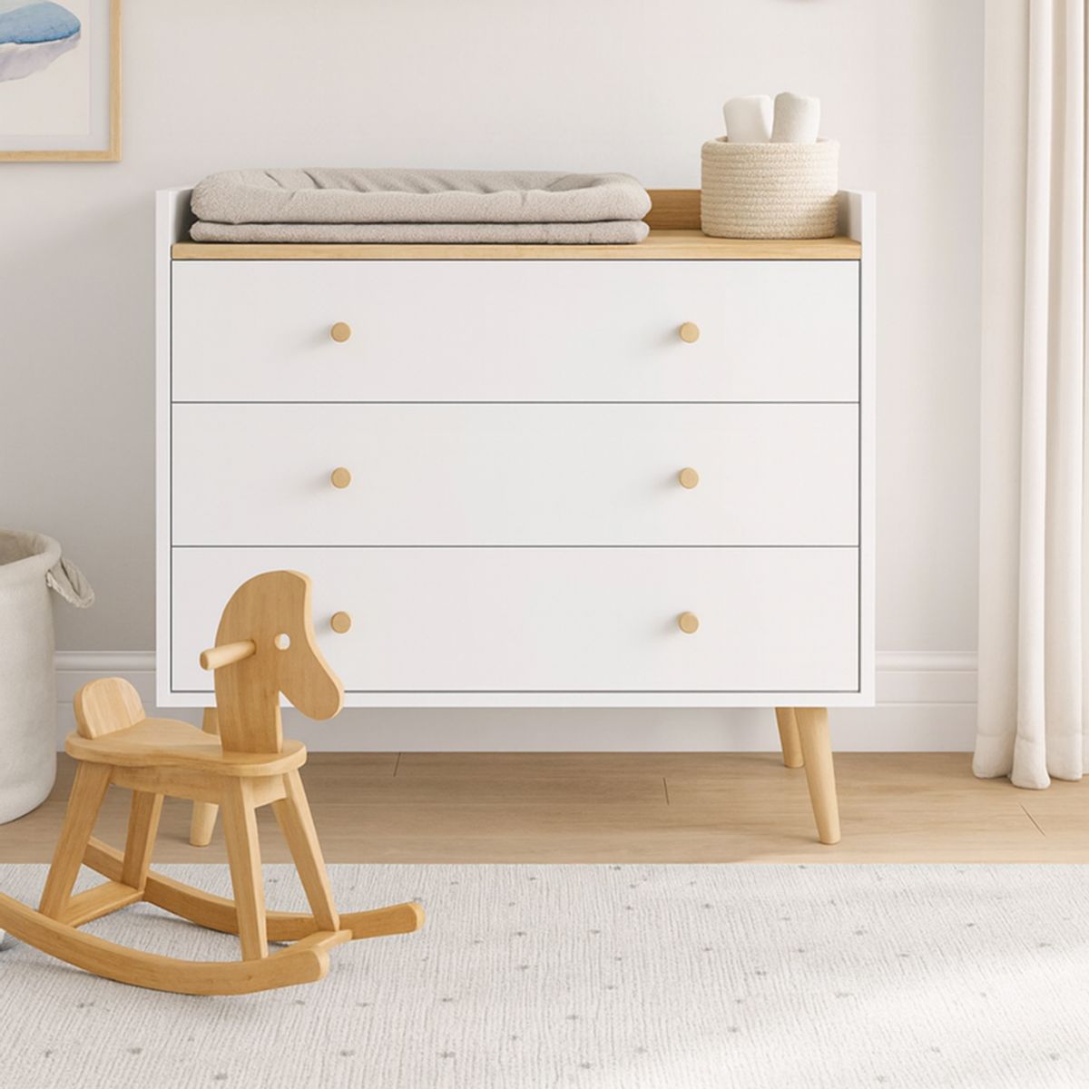 Asgard 3 Scandinavian chest of drawers 82x79.5x40 cm – Craft Gold Oak / White Diamond