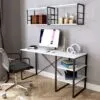 Ascet loft style computer desk with shelves 139x73x50 cm – White Diamond