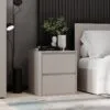 Light bedroom range: European king size bed frame and 2 bedside tables – Cashmere
