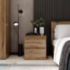 Light modular bedroom: European single bed frame and bedside table – Evoke Oak