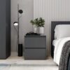 Light modular bedroom: European single bed frame and bedside table – Graphite