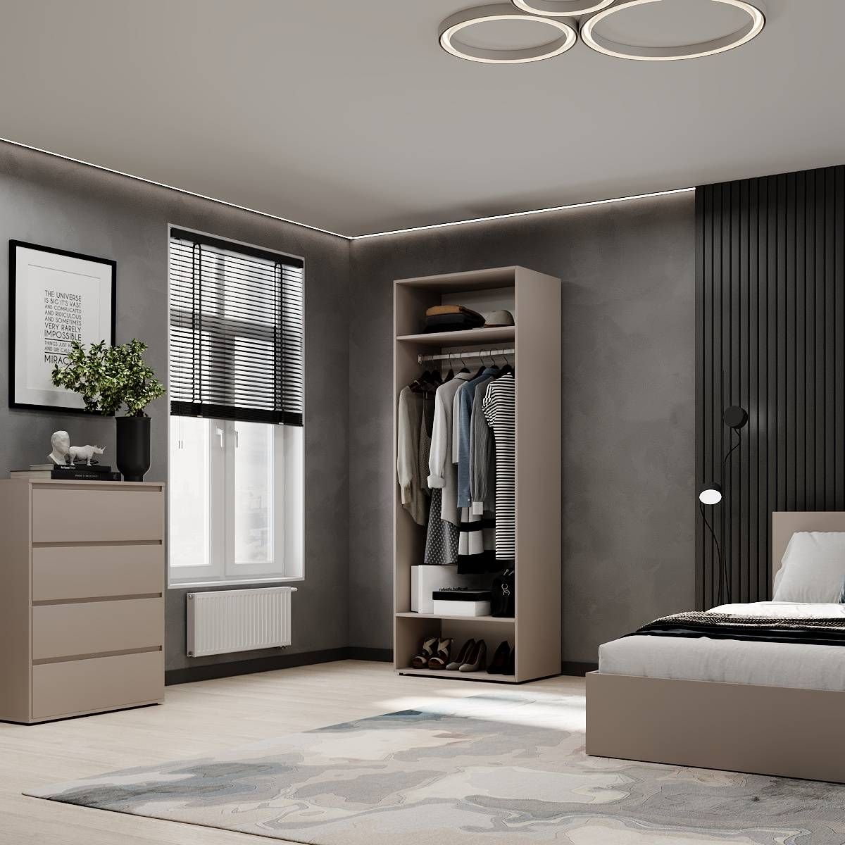 Light wardrobe with 2 doors 80x220x50 cm – Cashmere