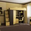 Ліжко горище дитяче Binky ДС37А 233x180x83 см – Венге / Охра жовта