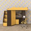 Binky DS37A Loft Bed with Stairs 233x180x83 cm – Wenge / Ocher yellow