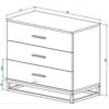 Ascet loft-style 3 drawer dresser 80x70x42.5 cm - measurements