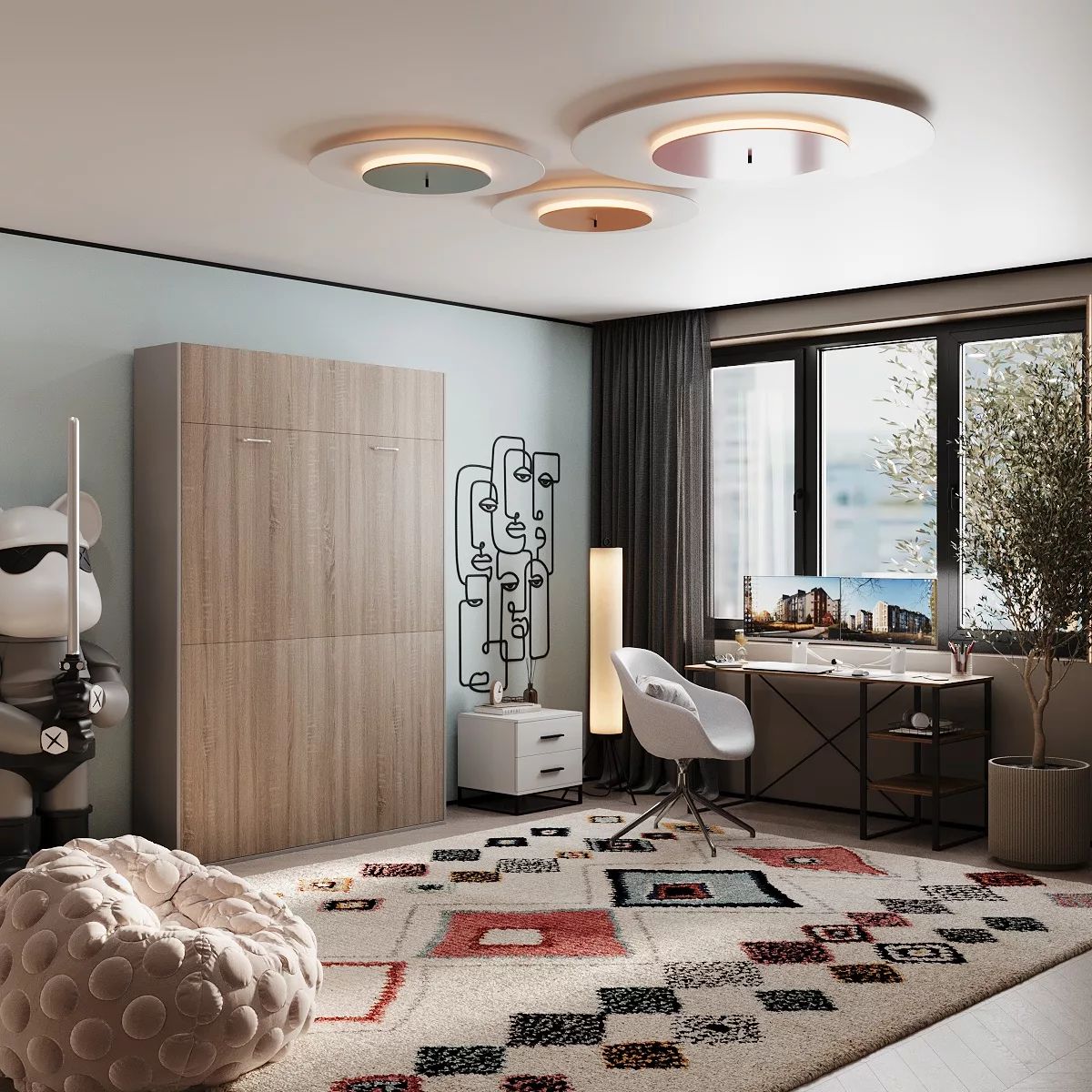 Mitra wall bed 140*200 Vertical – Ash / Sonoma Oak