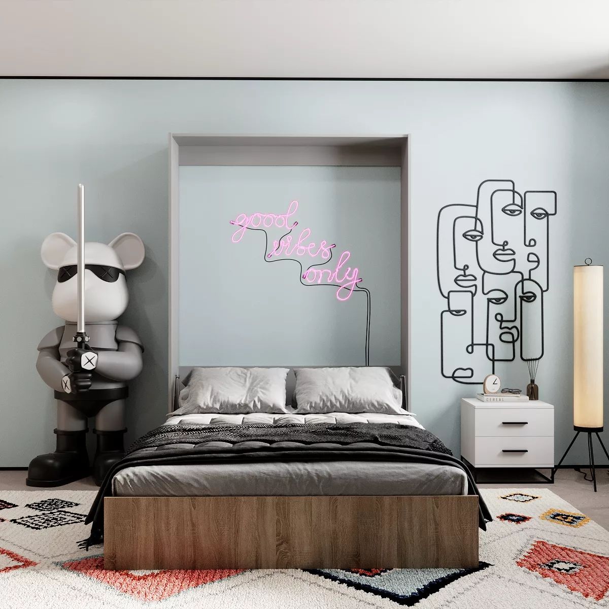 Mitra wall bed 140*200 Vertical – Ash / Sonoma Oak